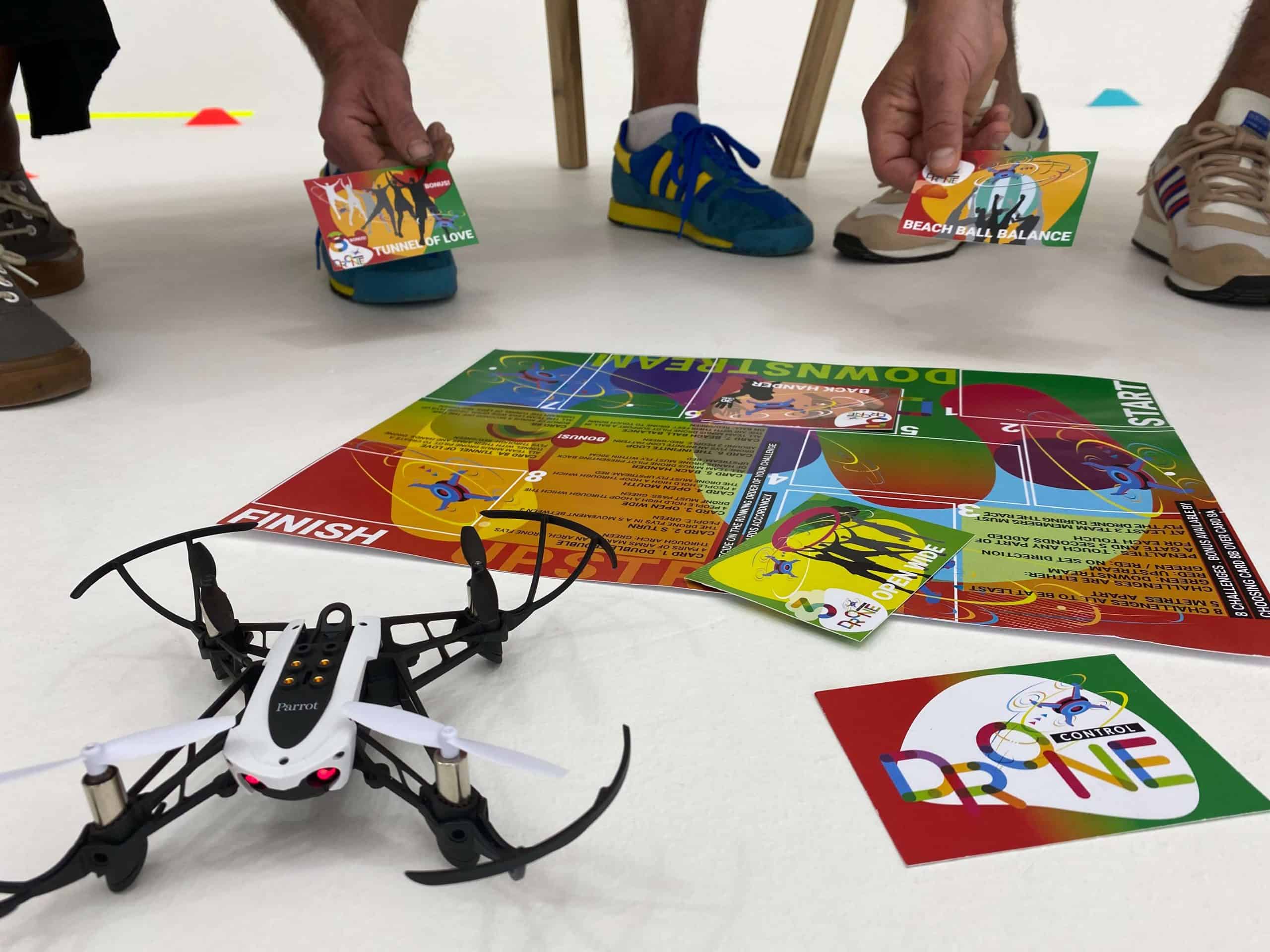 Teambuilding opgave med drone flyvning teknologi teambuilding aktiviteteskort